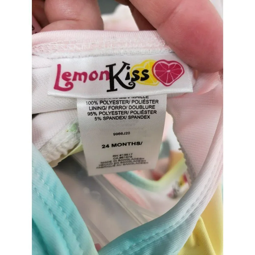 Lemon Kiss Toddler girls 24 months 1 piece swimsuit pink tyedye unicorn swimwear